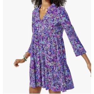Lilly Pulitzer Alaina Colony Conga Purple Berry Floral 3/4 Sleeve Dress